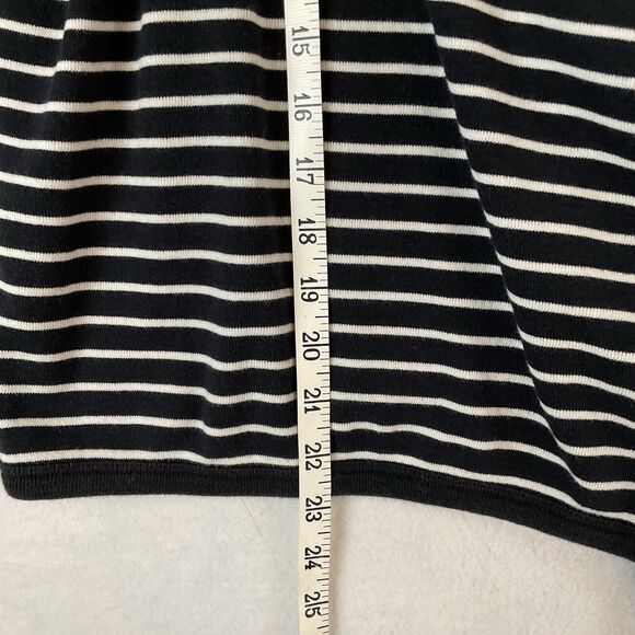 Talbots Sweater Womens M Petite Navy Blue White Stripes Open Front Draped Cotton - Picture 4 of 7